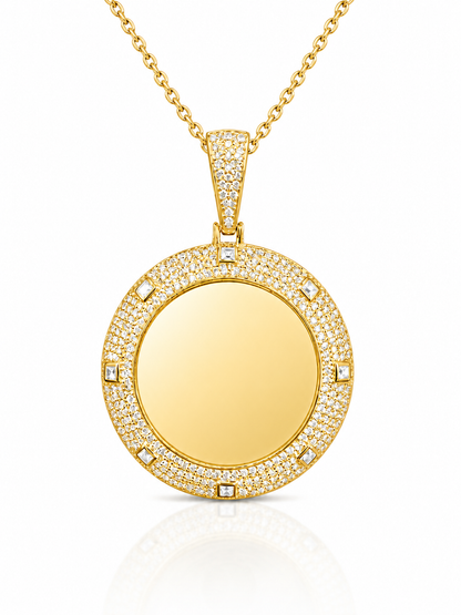 Custom Moissanite Photo Pendant | VVS D Color | 925 Silver | 40MM | Free Picture Fixing