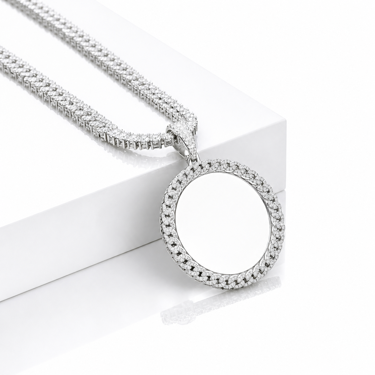 Moissanite Cuban link picture pendant VVS D color GRA certified 925 silver free picture fixing Atlanta