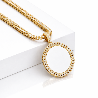 Moissanite Cuban Link Picture Pendant | VVS D Color | 925 Silver | Free Picture Fixing