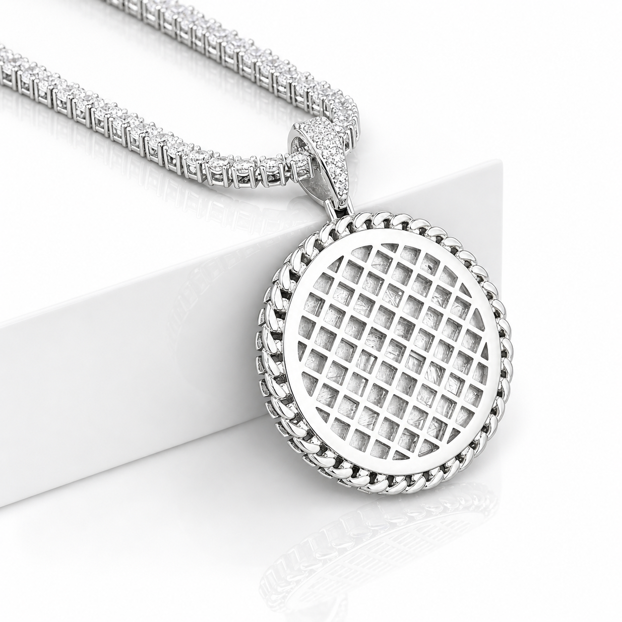 Moissanite Cuban Link Picture Pendant | VVS D Color | 925 Silver | Free Picture Fixing