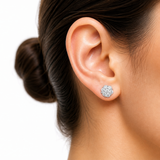 Moissanite Flower Cluster Stud Earrings