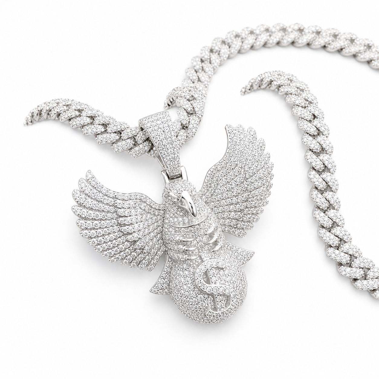 Moissanite eagle charm hip hop iced out VVS D color GRA certified 925 sterling silver Atlanta Paradise Gems