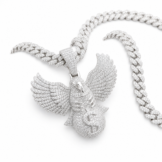 Moissanite eagle charm hip hop iced out VVS D color GRA certified 925 sterling silver Atlanta Paradise Gems