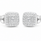 Moissanite square halo stud earrings 6.5MM screw back VVS D color GRA certified 925 silver Atlanta Paradise Gems