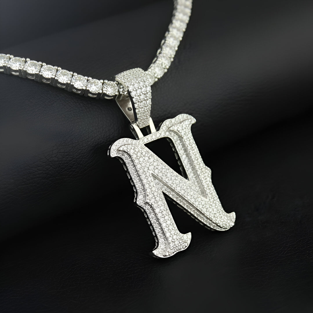 A-Z Letter Initials Round Style - Alphabet charm with Moissanite Diamond VVS D Color with 925 Silver 2.50 CARAT | PASSES DIAMOND TESTER! !