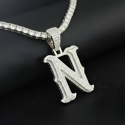 Moissanite Round Letter Initial Pendant A-Z | 2.50ct VVS D Color | 925 Silver