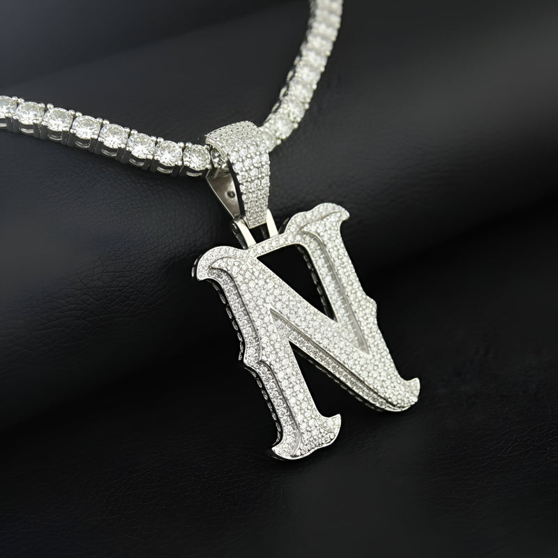 A-Z Letter Initials Round Style - Alphabet charm with Moissanite Diamond VVS D Color with 925 Silver 2.50 CARAT | PASSES DIAMOND TESTER! !