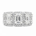 Emerald cut moissanite 5-stone halo band 3.5CT VVS D color GRA certified 925 silver Atlanta Paradise Gems