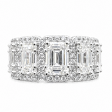 Emerald cut moissanite 5-stone halo band 3.5CT VVS D color GRA certified 925 silver Atlanta Paradise Gems