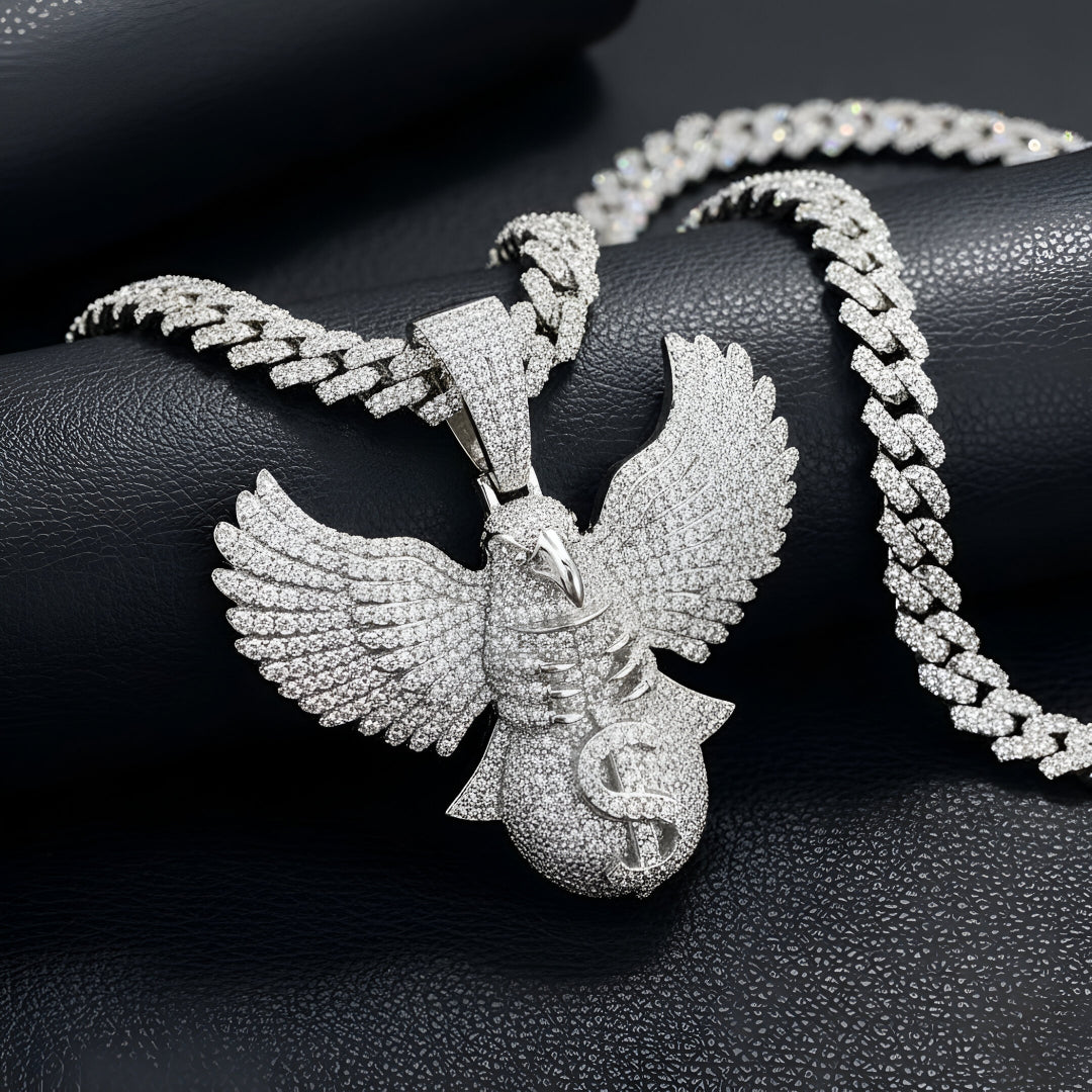 Eagle Charm Hip Hop Style | Moissanite Diamond VVS D Color | 925 Silver | PASS DIAMOND TESTER!!!