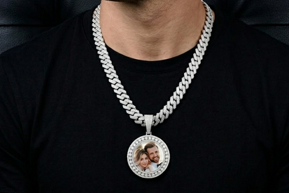 Custom Moissanite Picture Pendant Iced Out | 5ct VVS D Color | 14K Gold | Free Photo