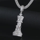 King Chess Charm with Baguette Stone Moissanite VVS D 14k Gold Plated / 925 Silver | Hip Hop Style | PASS DIAMOND TESTER!!!