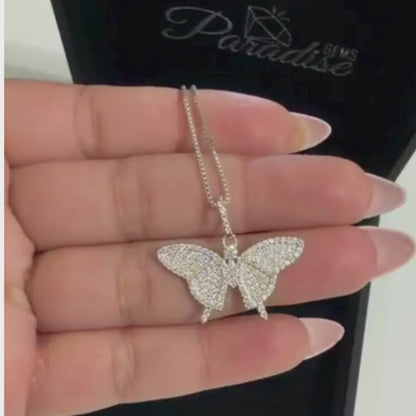3 Carat Butterfly Moissanite Necklace and Earrings Jewelry Set
