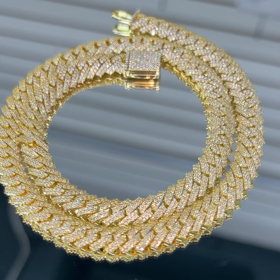 GRA certified moissanite Cuban link chain 8MM14k gold plated VVS D color passes diamond tester men women Atlanta