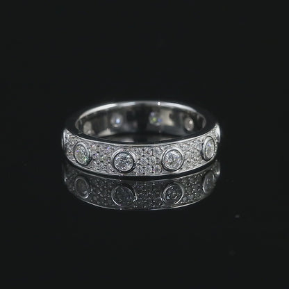 Round Moissanite Eternity Unisex Wedding Band | Passes Diamond Tester