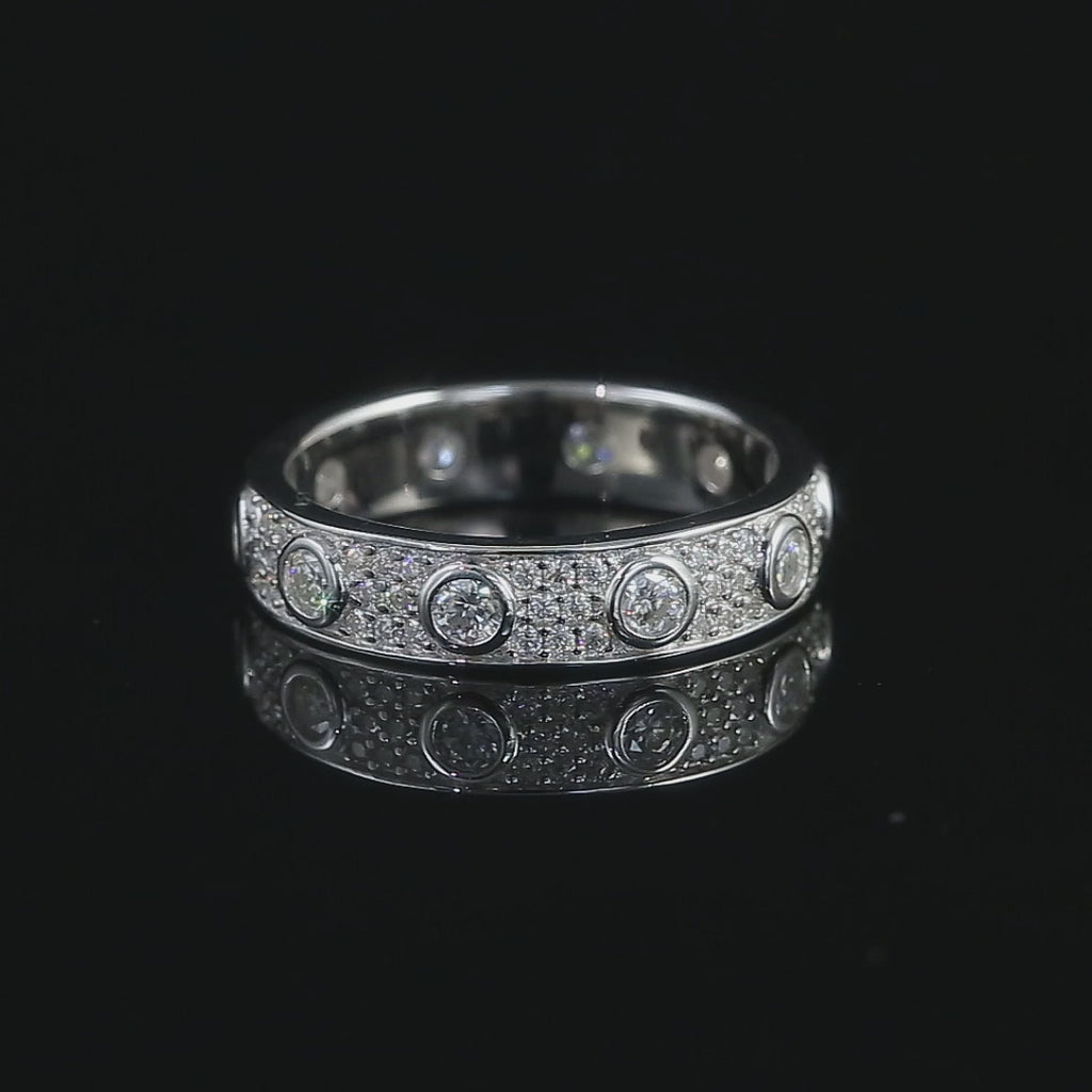 Round Moissanite Eternity Unisex Band, 925 silver, VVS D color GRA certified – Paradise Gems Atlanta