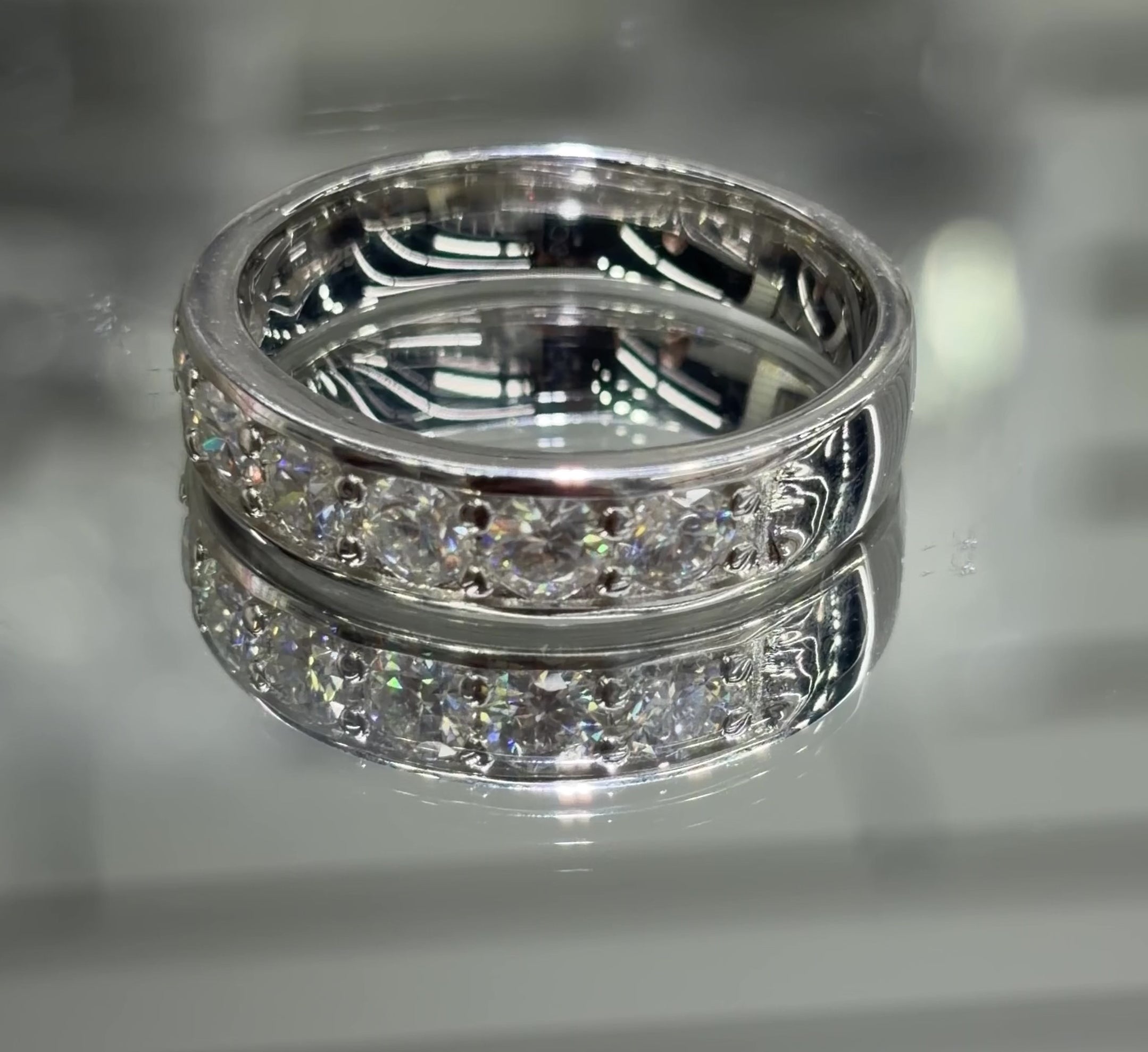 Mens Moissanite Half Eternity Ring 1.75CT, 925 silver, VVS D color GRA certified – Paradise Gems Atlanta