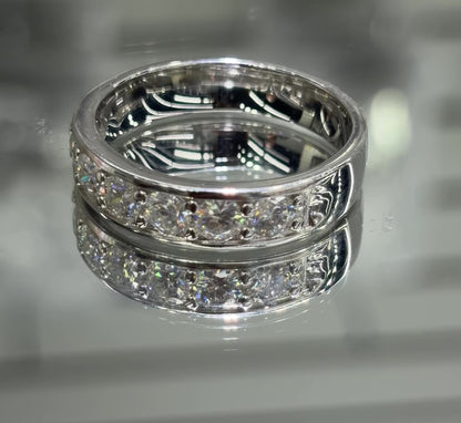 Mens Moissanite Half Eternity Wedding Ring 1.75CT | GRA Certified