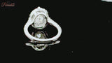 Moissanite Diamond Oval Cut Halo Ring 2 Carat with Pavé Band
