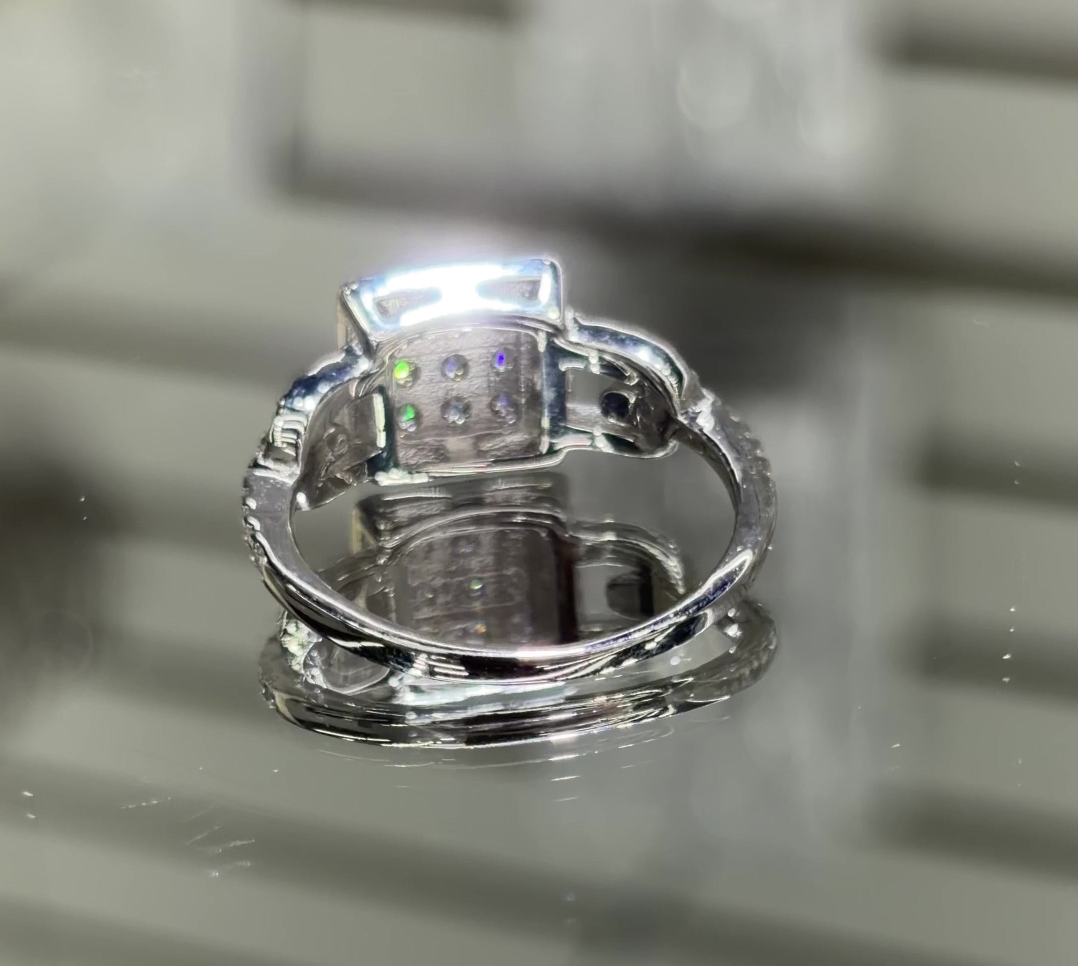 Moissanite Square Cluster Halo Ring 1.1CT, 925 silver, VVS D color GRA certified – Paradise Gems Atlanta