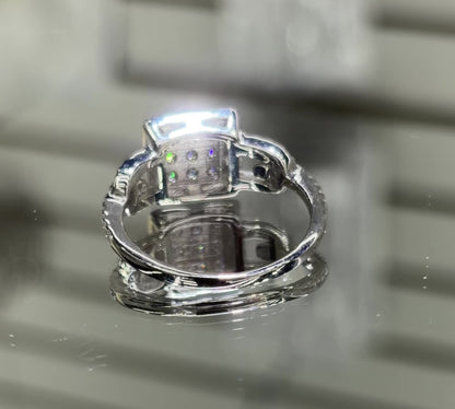 Moissanite Square Cluster Halo Ring 1.1CT | GRA Certified