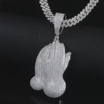 Moissanite Praying Hands Pendant