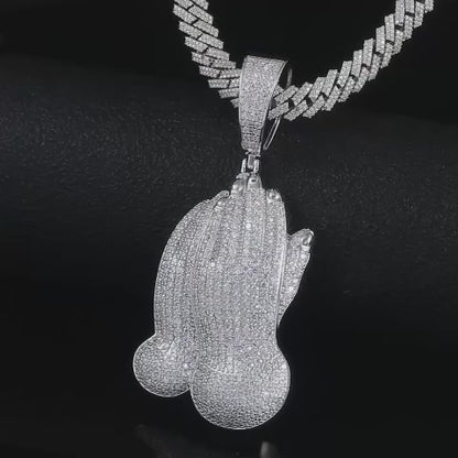 Moissanite Praying Hands Pendant