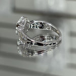 Moissanite Flower Halo Engagement Ring 2.6CT, 925 silver, VVS D color GRA certified – Paradise Gems Atlanta
