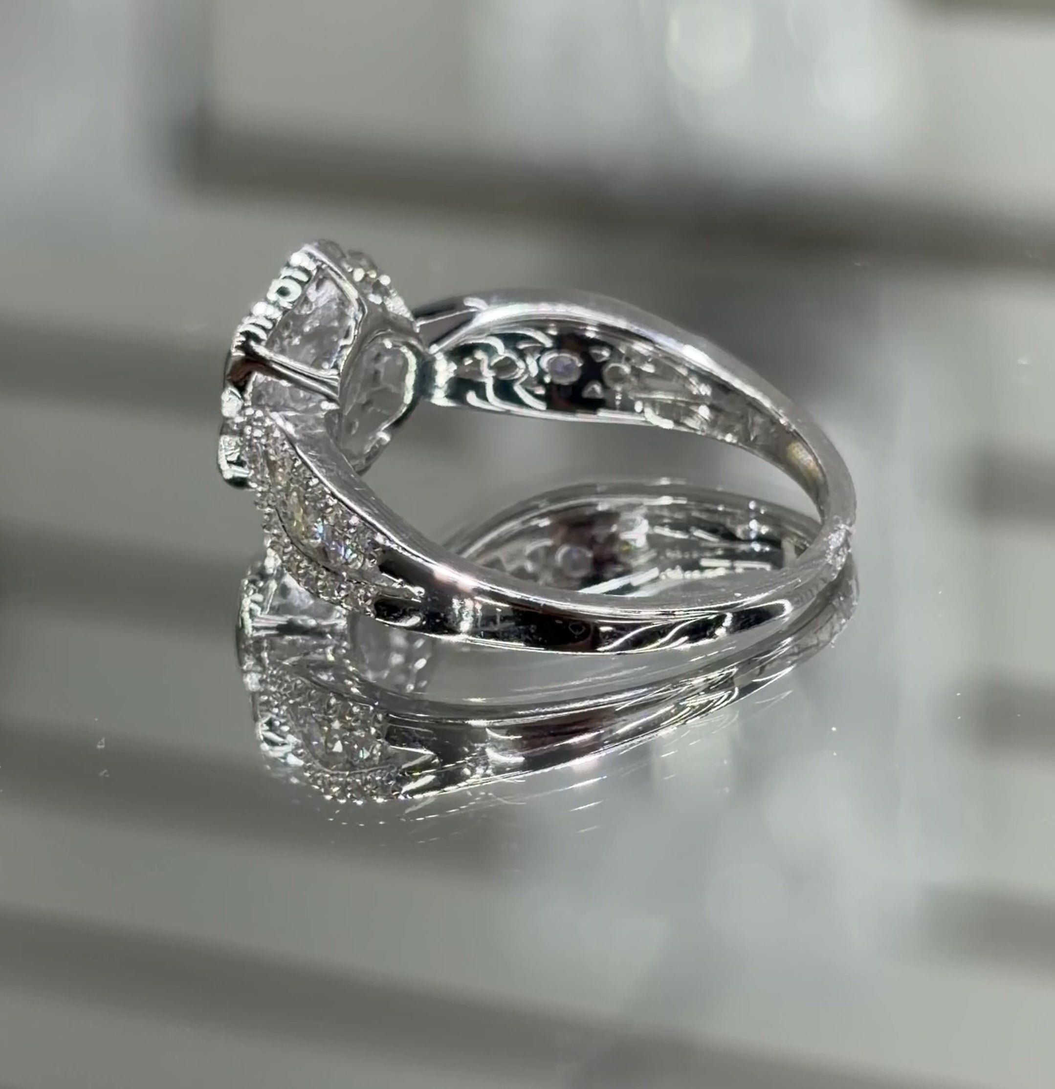 Moissanite Flower Halo Engagement Ring 2.6CT, 925 silver, VVS D color GRA certified – Paradise Gems Atlanta