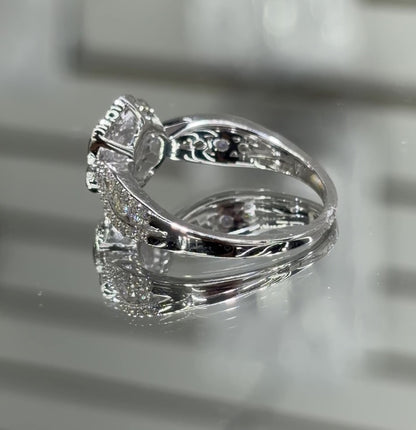 Moissanite Flower Halo Engagement Ring 2.6CT | GRA Certified