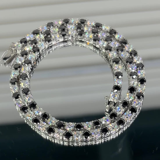  certificate Black white moissanite tennis chain 4MM with GRA certificate 925 sterling silver Paradise Gems Atlanta