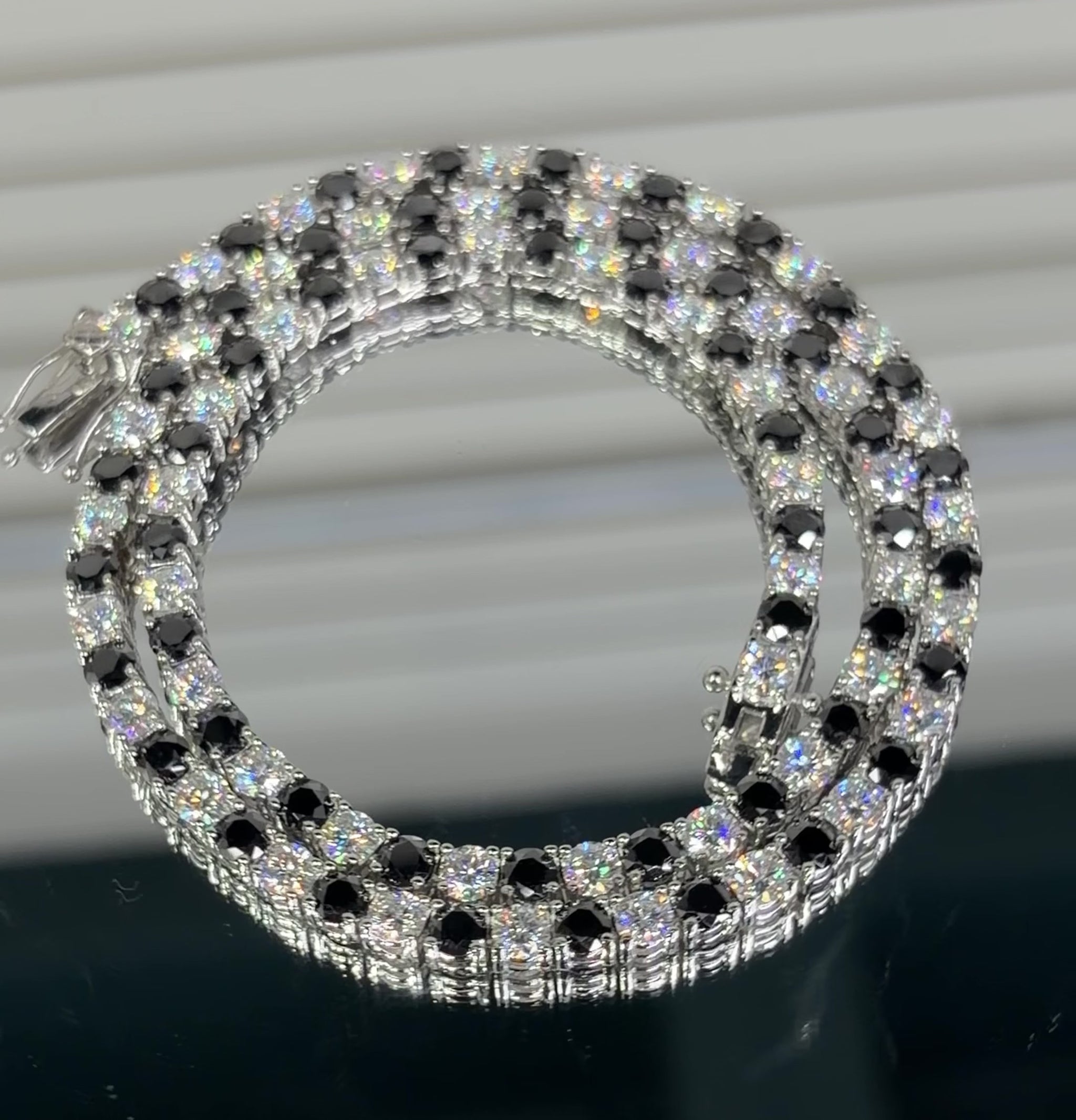  certificate Black white moissanite tennis chain 4MM with GRA certificate 925 sterling silver Paradise Gems Atlanta