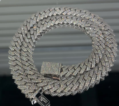 GRA certified moissanite Cuban link chain 12MM 925 silver VVS D color passes diamond tester men women Atlanta