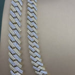 GRA certified two tone moissanite 8MM Cuban link chain passes diamond tester Atlanta