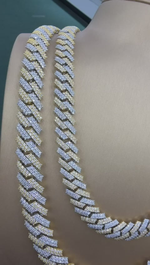 GRA certified two tone moissanite 8MM Cuban link chain passes diamond tester Atlanta