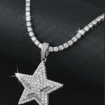 Moissanite Iced Out Star Pendant VVS, 925 silver, VVS D color GRA certified – Paradise Gems Atlanta