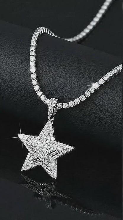 Moissanite Diamond VVS D Color Iced Out Star Pendant | 925 Silver | PASS DISMOND TESTER!!!
