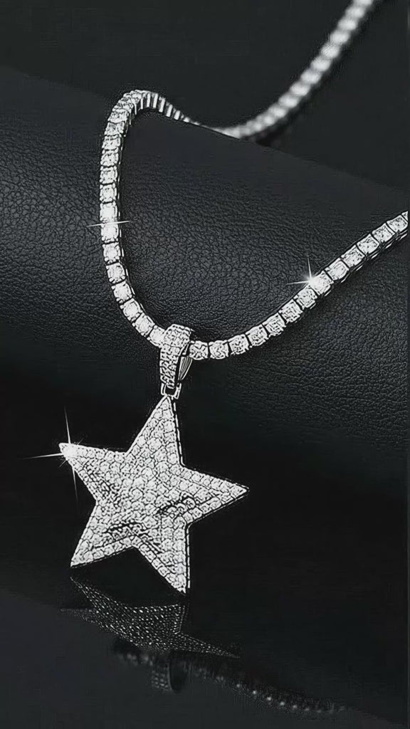 Moissanite Iced Out Star Pendant VVS, 925 silver, VVS D color GRA certified – Paradise Gems Atlanta