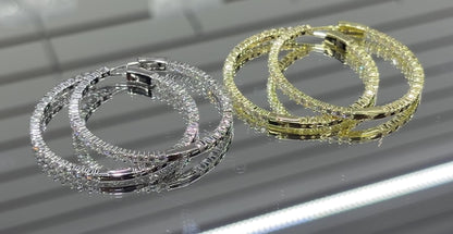 Moissanite Iced Out Hoop Earrings 25MM-45MM for Women — VVS D Color GRA Certified 925 Silver