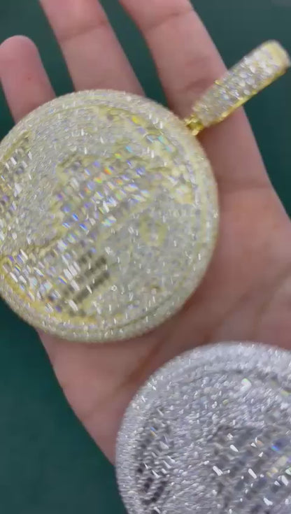 Moissanite Globe Pendant Iced Out | 27.30ct VVS D Color | 14K Gold Over 925 Silver