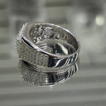 Mens Moissanite Micro Pave Square Ring, 925 silver, VVS D color GRA certified – Paradise Gems Atlanta