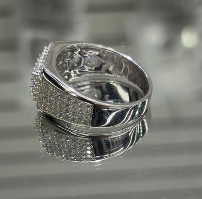Mens Moissanite Micro Pave Square Wedding Ring | GRA Certified