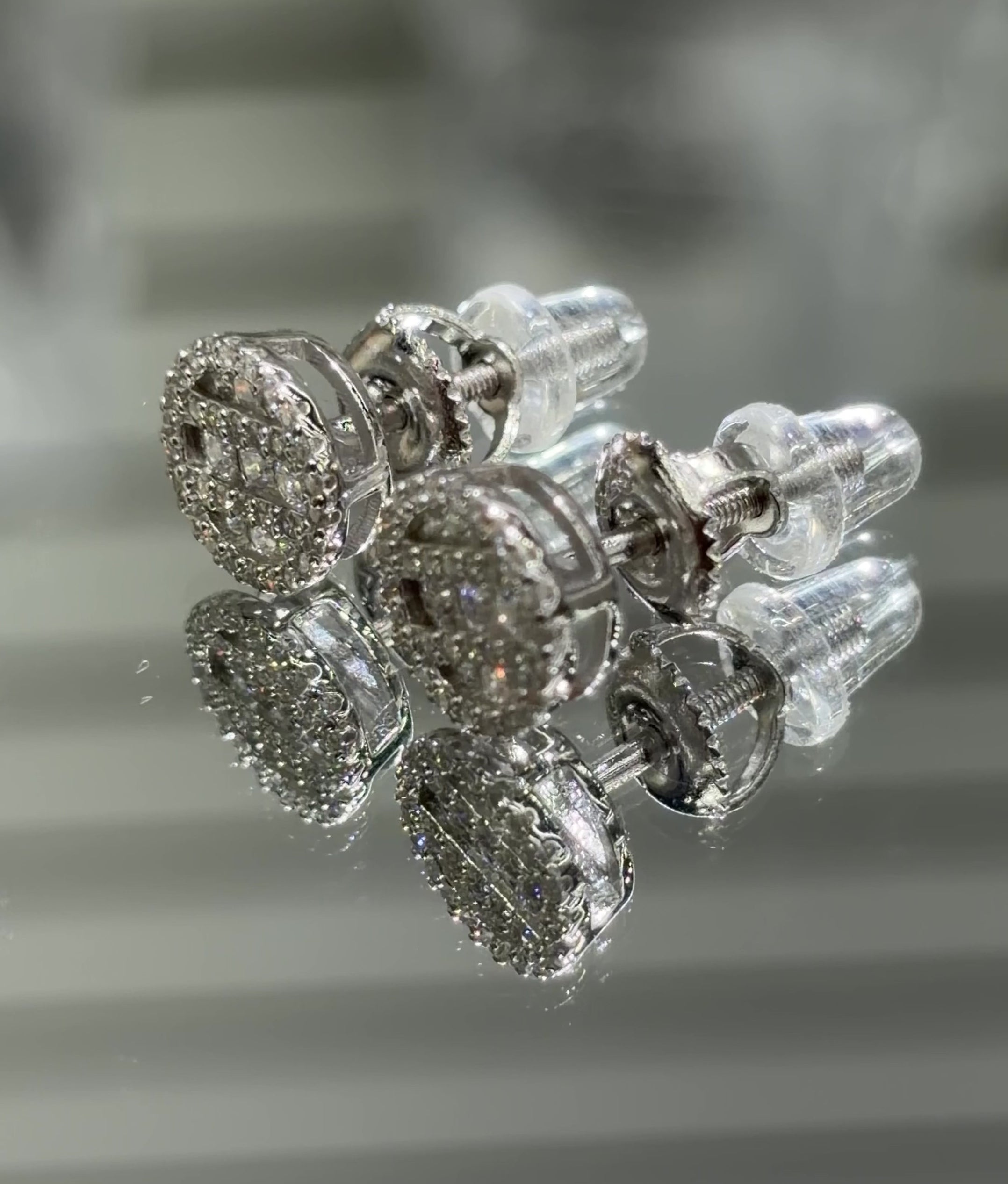Moissanite Pave Cluster Stud Earrings 1CT, 925 silver, VVS D color GRA certified – Paradise Gems Atlanta