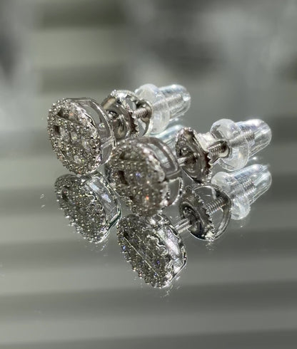 1 CTW -DEW Moissanite Round Pavé Cluster Stud Earrings 925 silver GRA Certified
