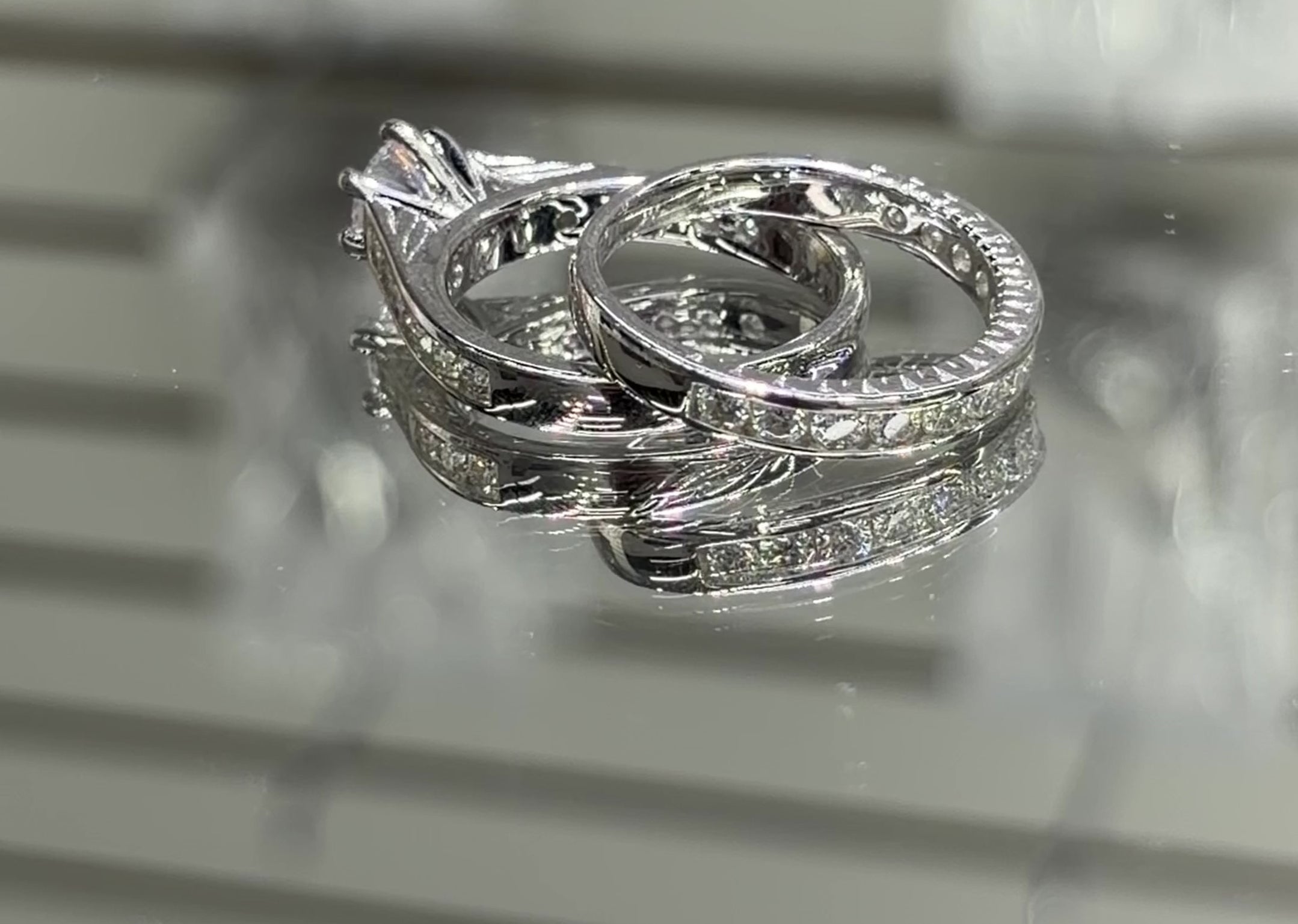 Moissanite Micro Pave Bridal Ring Set 2.5CT, 925 silver, VVS D color GRA certified – Paradise Gems Atlanta