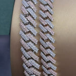 two tone Moissanite Cuban Chain link Gra Certified VVS D 925 silver Atlanta