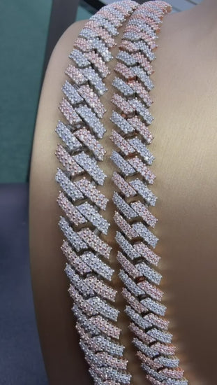 two tone Moissanite Cuban Chain link Gra Certified VVS D 925 silver Atlanta