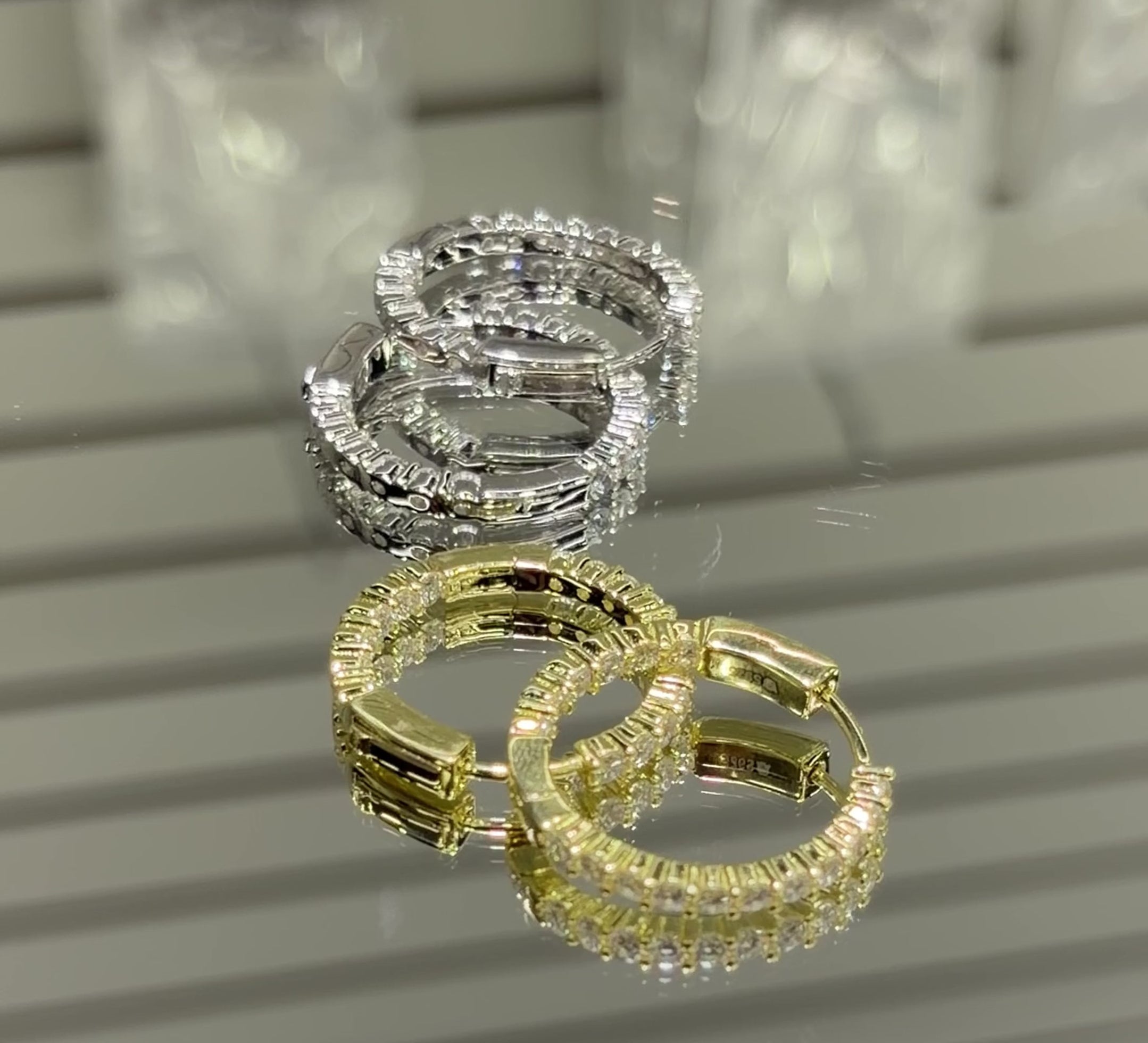 Moissanite Iced Out Hoop Earrings 25-45MM, 925 silver, VVS D color GRA certified – Paradise Gems Atlanta