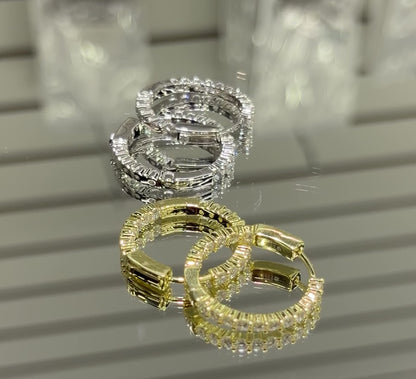 Moissanite Iced Out Hoop Earrings 25MM-45MM for Women — VVS D Color GRA Certified 925 Silver