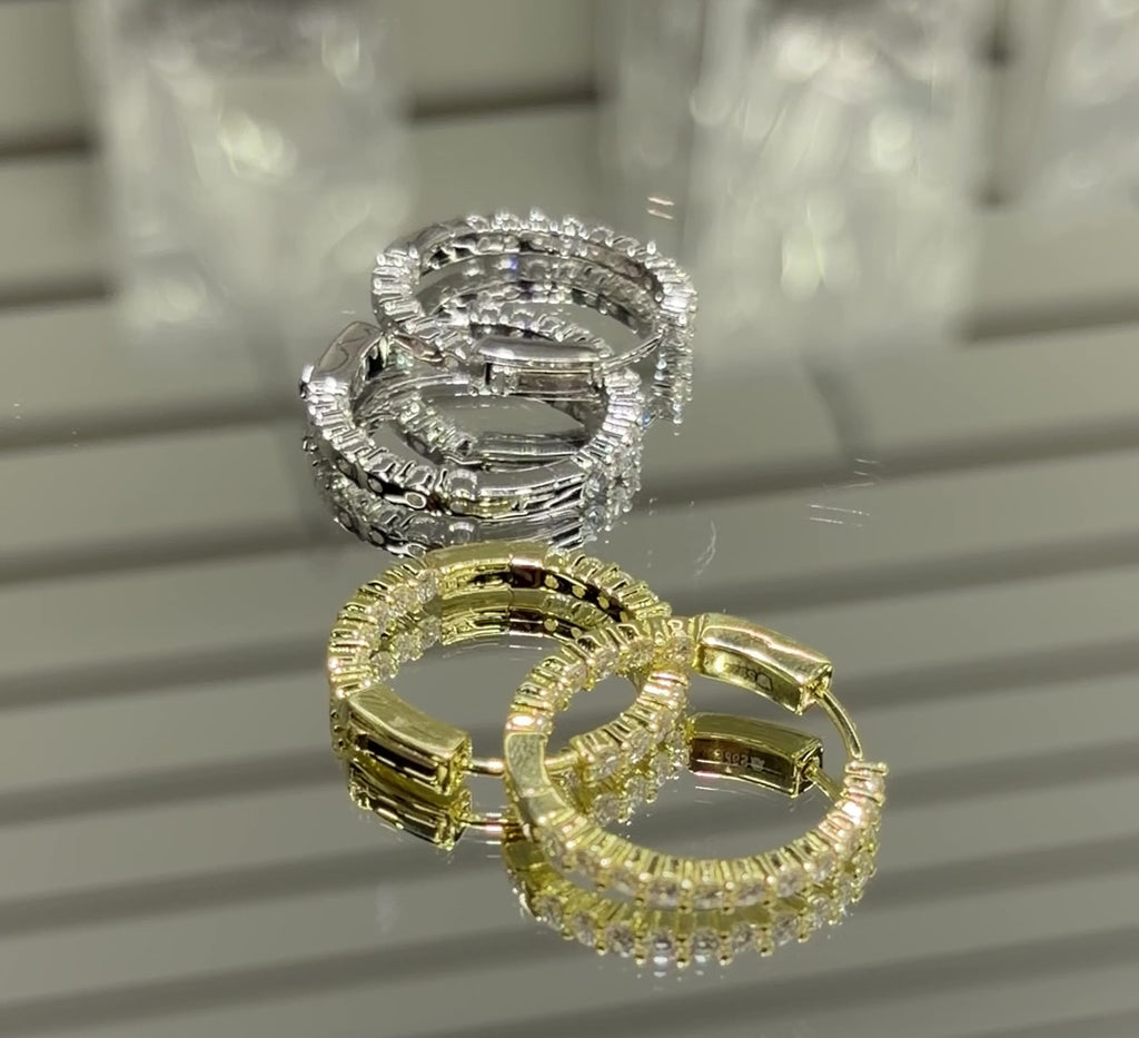 Moissanite Iced Out Hoop Earrings 25-45MM, 925 silver, VVS D color GRA certified – Paradise Gems Atlanta